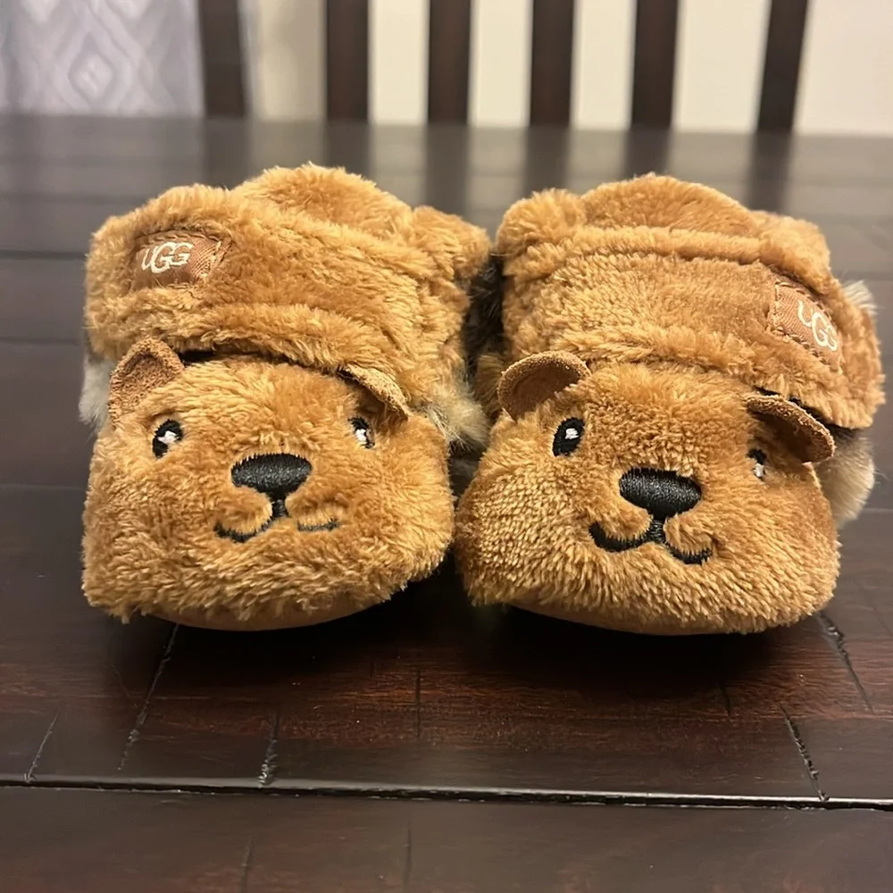 Ugg Australia I Bixbie Teddy Bear Stuffie Booties Boots Shoes Infant Baby Sz 0/1